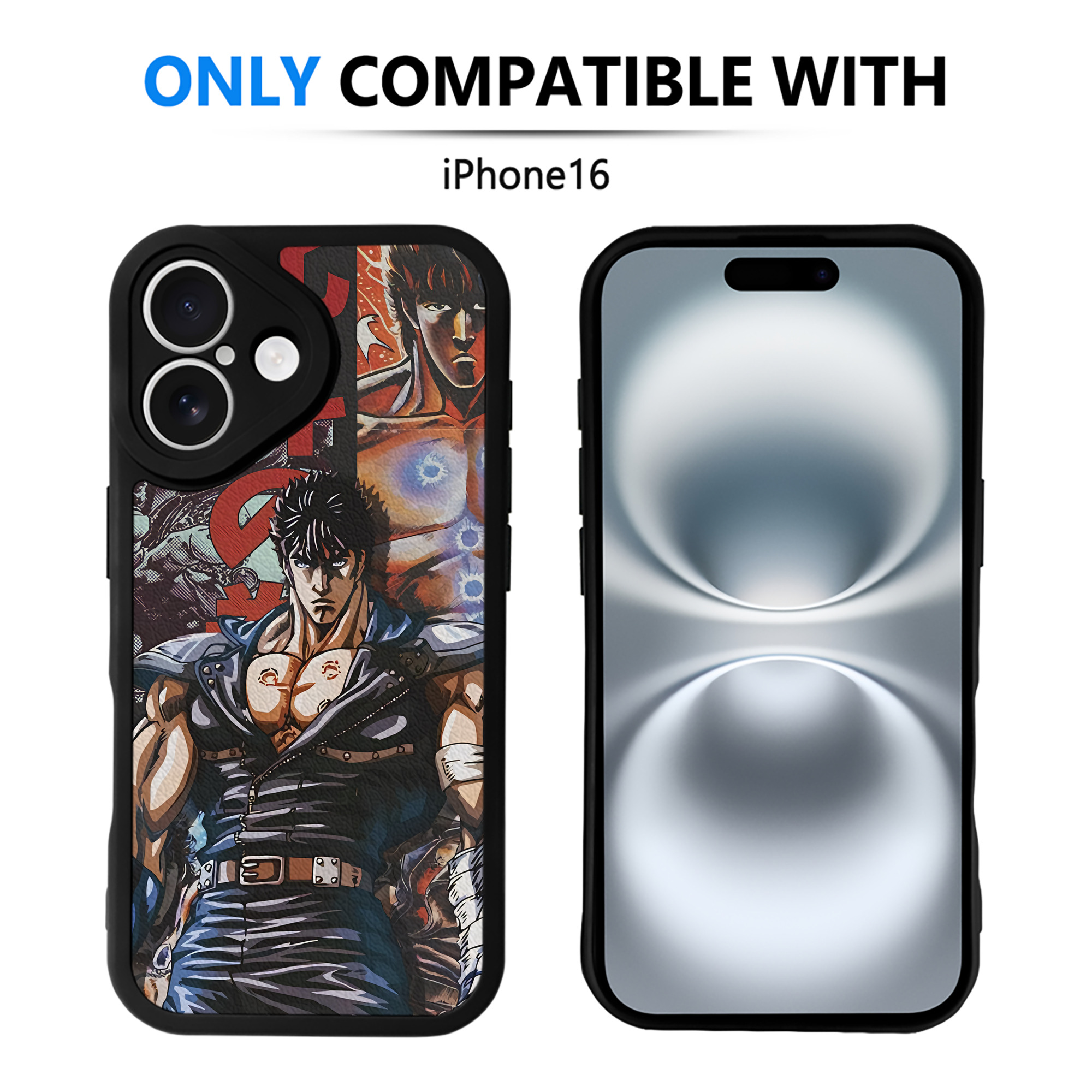 （画像用） 北斗の拳 Fist of the North Star 【iPhone 16シリーズ対応】シリコンスマホケース（レザー調） 材質：シリコン